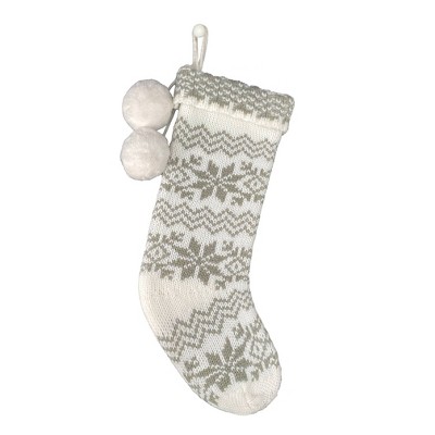 Snowflake Fair Isle Christmas Stocking Gray & White - Wondershop™