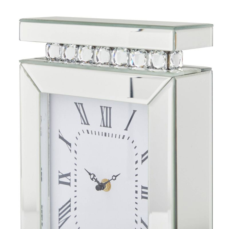 14&#34;x8&#34; Glass Mirrored Clock with Crystal Embellishments Silver - Olivia &#38; May, 3 of 7