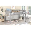 MAYEERTY Twin Size Wood Low Loft Bed with Ladder, ladder can be placed on the left or right, Gray - 3 of 4