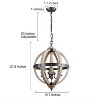 LNC Timeless 3-Light 15.7" Farmhouse/Rustic Small Globe Chandelier,Brushed Black and Weathered White Wood Tone - 3 of 4