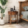 Tangkula 2-Tier Nightstand w/ Shelf & Wood Grains Drawer Round End Table for Living Room - 3 of 4