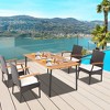 Costway 5PCS Patio Wicker Dining Set Cushion Acacia Wood Armchairs Table with Umbrella Hole - 2 of 4