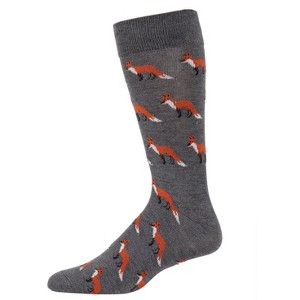Memoi Men's Sly Fox Luxuriously Soft Cashmere Blend Crew Socks Med Gray Heather 10-13 - 1 of 4