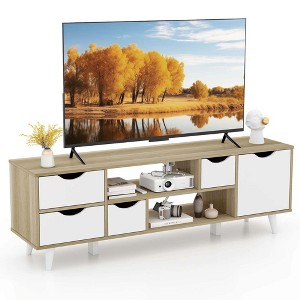 Costway TV Stand for TVs up to 55" with Storage 4 Drawers & 2 Open Shelves for Bedroom - 1 of 4