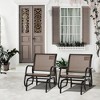 Outsunny 2 Piece Outdoor Glider Chair Set, Swing Chair with Breathable Mesh Fabric, Curved Armrests for Porch, Garden, Poolside, Balcony, Brown - 3 of 4