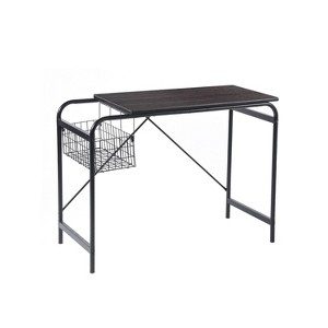 HomeRoots 39" Brown and Black Wood and Metal H-Shape Computer Desk - 1 of 4
