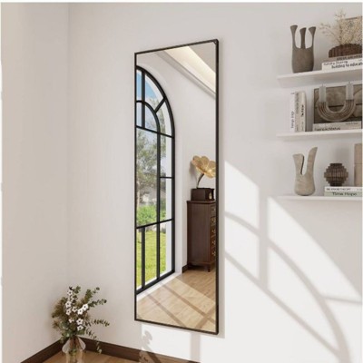 Homlux Rectangular Wall Mounted, Full Length Door Mirror 14"x48", Black Target