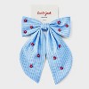 Girls' Striped Bow with Flowers Barrette - Cat & Jack™ White/Blue - 2 of 3