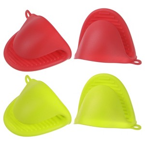 Unique Bargains Heat Resistant Kitchen Utensil Sets Silicone Oven Mitts 4 Pcs - 1 of 4