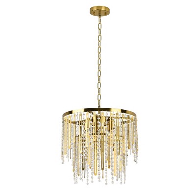 PAKOKULA Modern 6-Light Bronze Double-Layer Chandelier with Clear Crystal