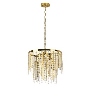 PAKOKULA Modern 6-Light Bronze Double-Layer Chandelier with Clear Crystal - 1 of 4