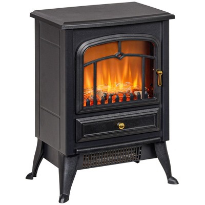 NicBex 21"W Electric Fireplace with 3D Realistic LED Flames and Logs Freestanding Heater Fireplace with Overheating Protection,1500W Heat