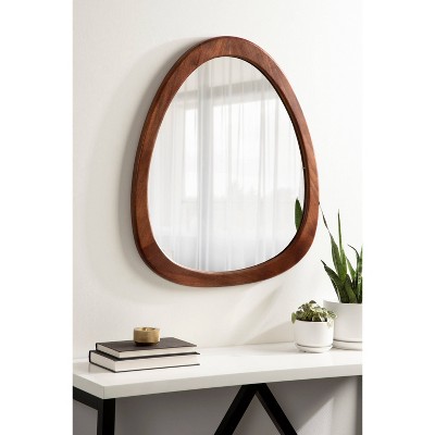 McKinder Asymmetrical Walnut Brown Mango Wood Wall Mirror