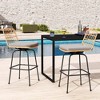 Costway Patio 360° Swivel Bar Stools Set of 2 with Backrests & Footrests Soft Seat Cushions - 2 of 4