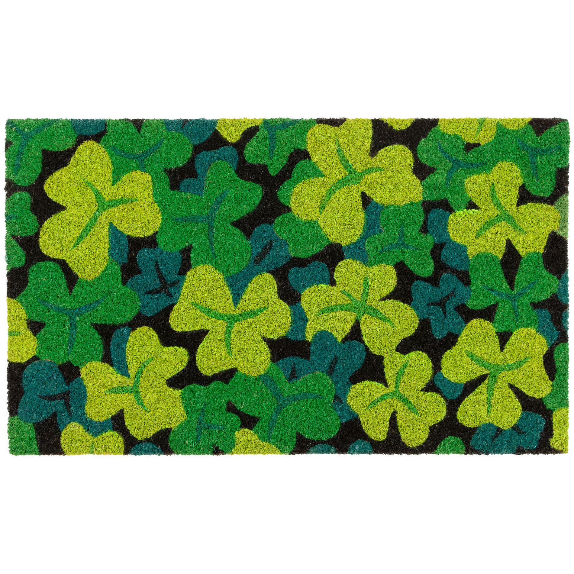 Northlight Black Coir Multicolor Green Shamrock Outdoor Doormat 18" x 30"
