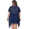Agnes Orinda Women's Plus Size Lace Crochet Short Sleeves Sheer Open Front Trendy Cardigan - 4 of 4