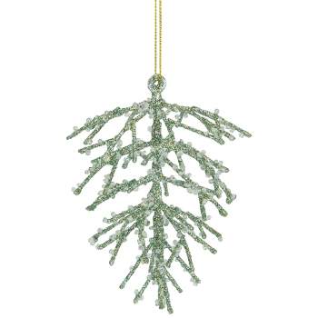 Northlight 4.75" Green 3-D Glittered Iron Wire Pine Cone Christmas Ornament