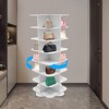 YIYIBYUS Square Shoe Storage Organizer, Rotating Shoe Rack Tower, White - 2 of 4