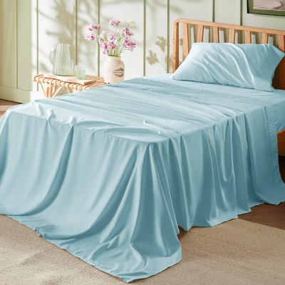 Twin Sheets Set - 3 Pieces Soft Twin Bed Sheets - Breathable & Cooling - Hotel Luxury - Easy Care Polyester Microfiber Bedding for Women, Men, Spa Blu