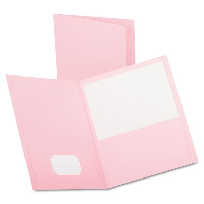 Oxford Twin-Pocket Folder Embossed Leather Grain Paper Pink 25/Box 57568
