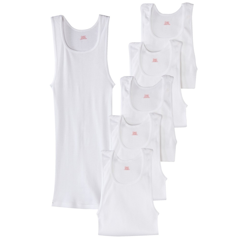 XL Hanes Premium Men's 6pk Comfort Tank - White