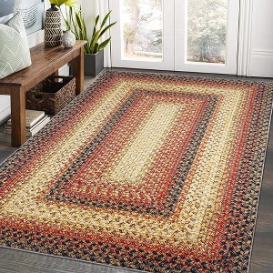 Modern Braided Print Area Rug Boho Rug Geometric Rug Washable Living Room Bedroom Rug - 1 of 4