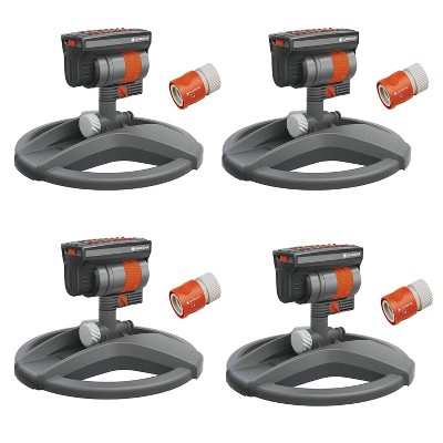 Gardena 84-BZMX Outdoor Backyard Garden ZoomMaxx Irrigation Oscillating Sprinkler on Weighted Sled Base (4 Pack)