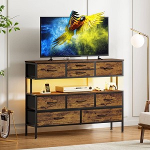 WOWLIVE 9 Dresser TV Stand with Charging Station and LED Lights, Entertainment Center for Living Room Bedroom - 1 of 4