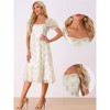 Allegra K Women's Floral Organza Square Neck Puff Short Sleeve Midi Dresses - 2 of 4