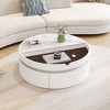 29.5" Round Lift-Top Coffee Table with Drawer, Marble & Wood Grain MDF Top, Modern Storage - 3 of 4