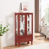 TIRAMISUBEST Lighted Glass Cabinet Glass Wine Cabinet Curio Display Cabinet with Adjustable Glass Shelves 2 Doors and 1 drawer Cabinet - 3 of 4