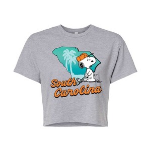 Women's - Peanuts - South Carolina Snoopy Golf Cropped Graphic T-Shirt - 1 of 4