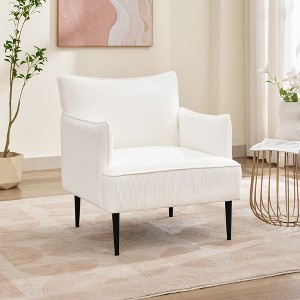 Accent Chair Mid-Century Modern Chair Upholstered Lounge Arm Chair with Solid Wood Frame & Soft Cushion for Living Room, Bedroom - 1 of 4