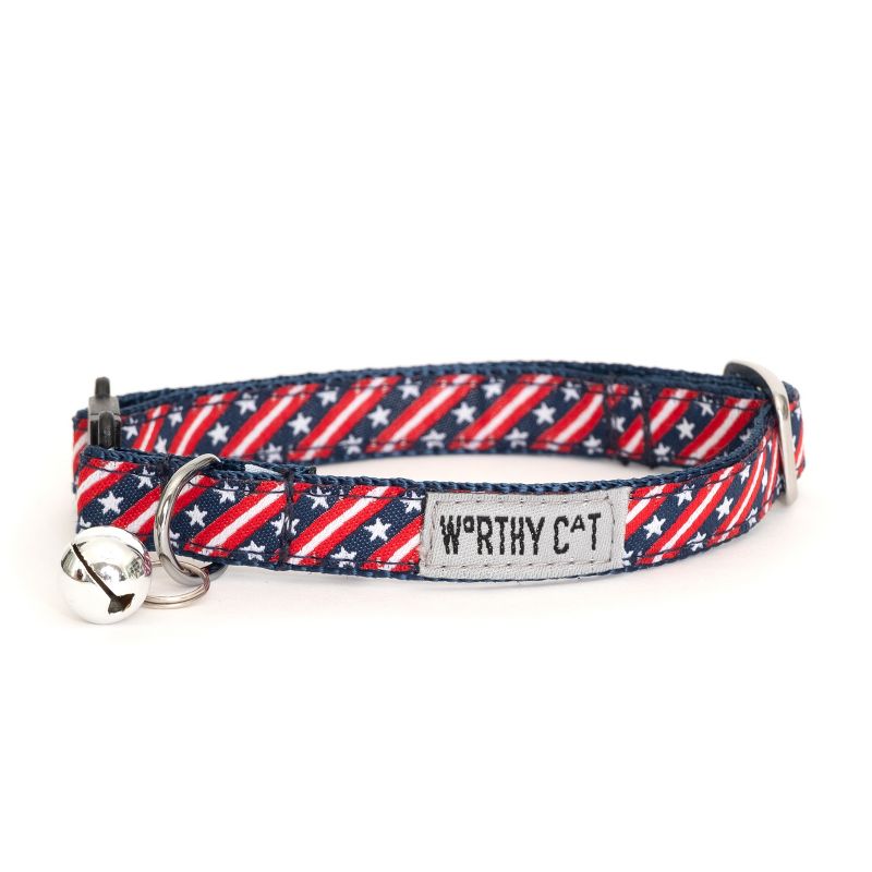 The Worthy Dog Bias Stars & Stripes Breakaway Adjustable Cat Collar, 1 of 4