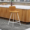LeisureMod Elland Leather Bar Stool – Modern Counter Height Stool with White Stainless Steel Legs for Kitchen Island or Home Bar Set of 2 - 3 of 4