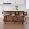 Okak Set of 2/3 PU/Linen Swivel Counter Height Bar Stools for Dining Rooms,Armless Chairs Bar Island Stools with Wooden Back - 4 of 4
