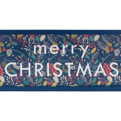 Navy Blue and Red Merry Christmas Wood Sign 30"L