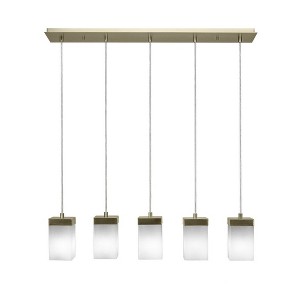 Toltec Lighting Nouvelle 5 - Light Chandelier in  New Aged Brass with 4" Square White Muslin Shade - 1 of 1