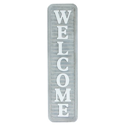 VIP Wood 32 in. Gray Galvanized Welcome Sign