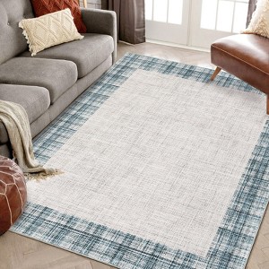 Washable Area Rug 5x7 Plaid Rugs for Living Room Non Slip Throw Rugs Checkered Soft Rug Low Pile Thin Rug Indoor Floor Carpet for Bedroom Home Decor - 1 of 4