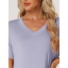 cheibear Women's Casual V-neck Short Sleeve T-shirt Dress Nightshirt Basic Midi Shirtdress - 4 of 4