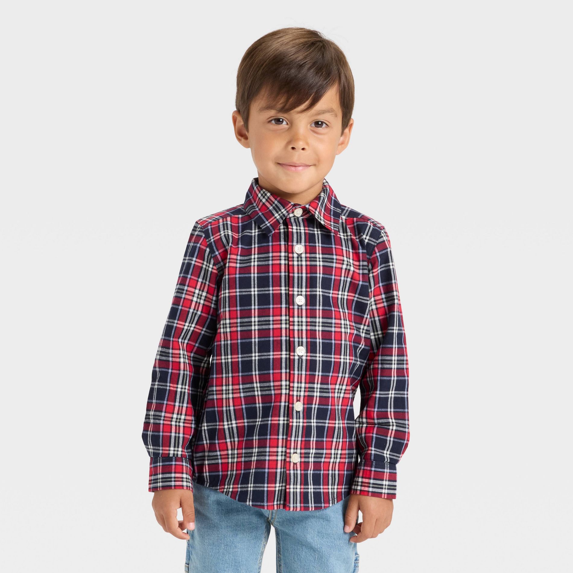 OshKosh B'gosh Toddler Boys' Plaid Button-Down Shirt - Red