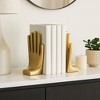Decorative Metal Hands Book Ends for Home Decor - Modern Bookends for Office Spaces, Desk Decor, or Home Library - Set of 2, 7", Gold - 2 of 4