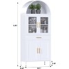 AOBABO Metal Arched Display Cabinet, Modern Arch Kitchen Storage Cabinet with Glass Doors and 1 Drawer for Living Room, Bookshelf, Assembly Required - 2 of 4