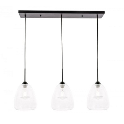 Elegant Lighting Kason 3 light Black and Clear glass pendant