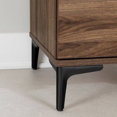 Natural Walnut 2-Drawer Side Table with Metal Legs