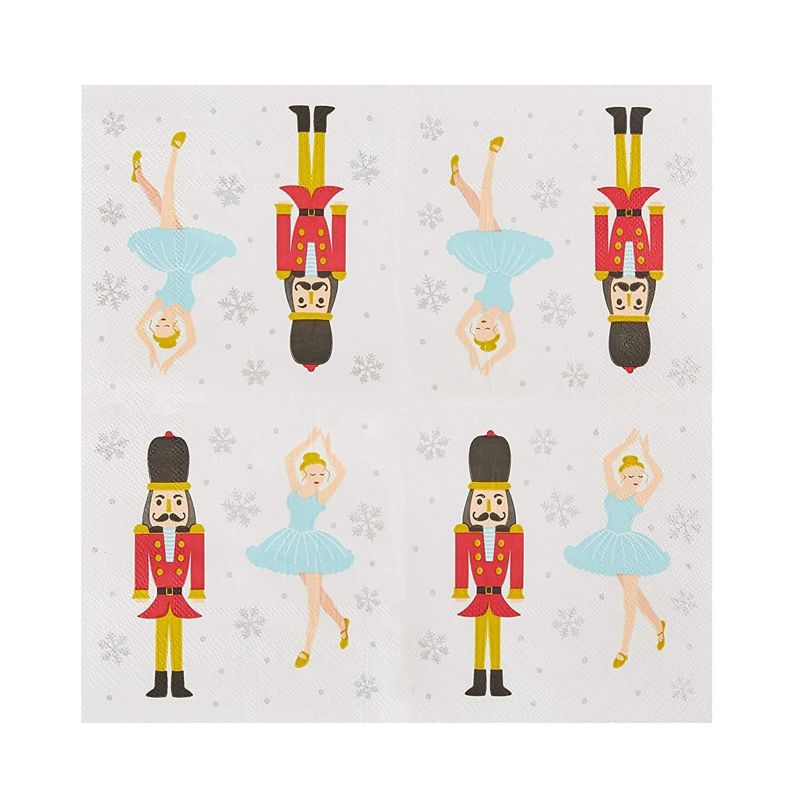 Juvale 100-Pack Nutcracker Princess Disposable Paper Cocktail Napkins, Christmas Holiday Party Supplies, 4 of 8