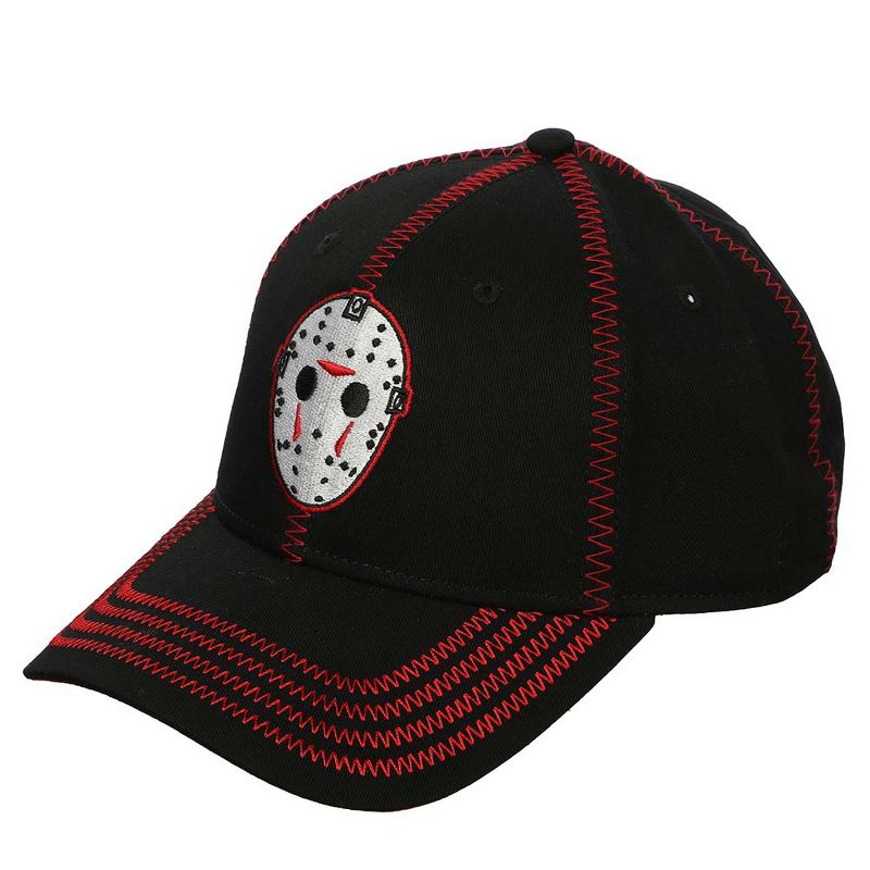 Friday The 13th Jason Embroider Mask Black & Orange Snapback Hat, 2 of 5