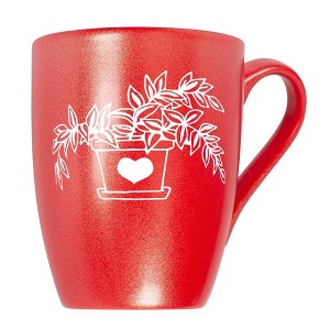 Elanze Designs Botanical Foliage Nature Coffee Cup Mug 10 Ounce Ceramic With Shimmery Metallic Finish Elegant Minimalist Inch Plant in Heart Planter - 1 of 4