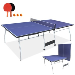 Zevemomo Portable Table Tennis Table, Foldable Ping Pong Game Set for Indoor/Outdoor,Ping Pong Table Top with Net,2 Paddles and 3 Balls, Playback Mode - 1 of 4